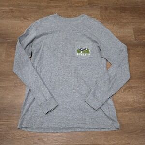 Burlebo Mens Wild By Nature Long Sleeve Pocket T-Shirt Heather Gray Graphic M